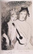 Marie Laurencin Woman Holding guitar oil painting artist