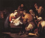 Bartolome Esteban Murillo Shepherds to the manger pilgrimage oil painting artist