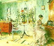 Carl Larsson interior med lasande dam oil painting artist