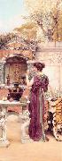 John William Godward At the Garden Shrine, Pompeii oil painting artist