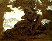 Theodore   Gericault nymphe et satyre oil painting artist