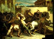 Theodore   Gericault la course de chevaux libres oil painting artist