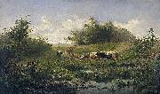 Gerard Bilders Cows at a pond oil painting artist