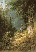 Carl Spitzweg Madchen mit Kopflast oil painting artist