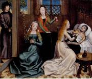 Master of the Legend of St. Lucy De liefdadigheid van de H. Nicolaas als jongeman. oil painting artist