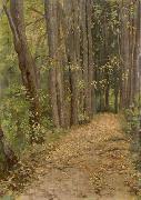 Paul Raud a road in park oil painting artist