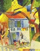 August Macke Innenhof des Landhauses in St. Germain oil painting artist