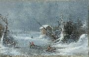 Cornelius Krieghoff The Blizzard oil painting artist