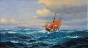 H.Chr.Jensen Finkenwerder Kutter vor Helgoland oil painting artist