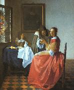 JanVermeer A Lady and Two Gentlemen oil painting reproduction